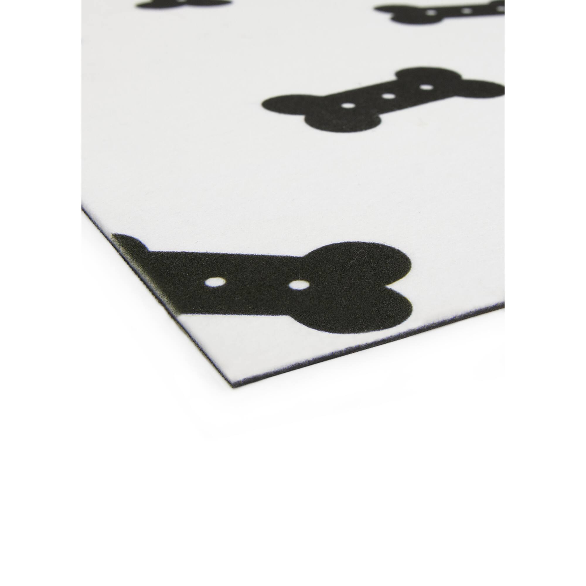 FloorPops Bones Black & White Washable Felt Floor Mat, 18" x 30"